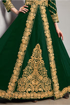 Monjolika Fashion Designer Real Georgette With Embroidered Pakistani Anarkali Suits In Dark Green Color | Grocsy