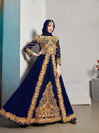 Monjolika Fashion Designer Real Georgette With Embroidered Pakistani Anarkali Suits In Navy Blue Color | Grocsy