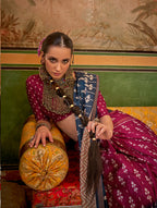 Monjolika Fashion Magenta & Navy Blue Mercerized Sigma Silk Saree with Aqua Finish | Grocsy