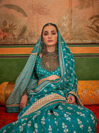 Monjolika Fashion Aqua Blue Mercerized Sigma Silk Saree with Aqua Finish | Grocsy