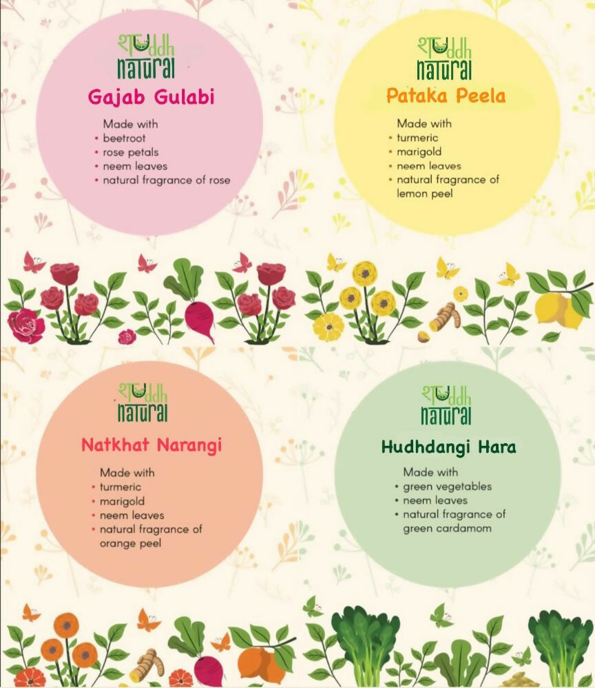 Shuddh Natural Ubtan Based Herbal Gulal, Ayurvedic Thandai Powder, Kashmiri Kahwa | Holi Gift Hamper | Grocsy
