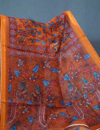 Shades of Mustard Colour Kalamkari Print Semi Chanderi Saree By Gayathri Reddy Designer Studio | Grocsy