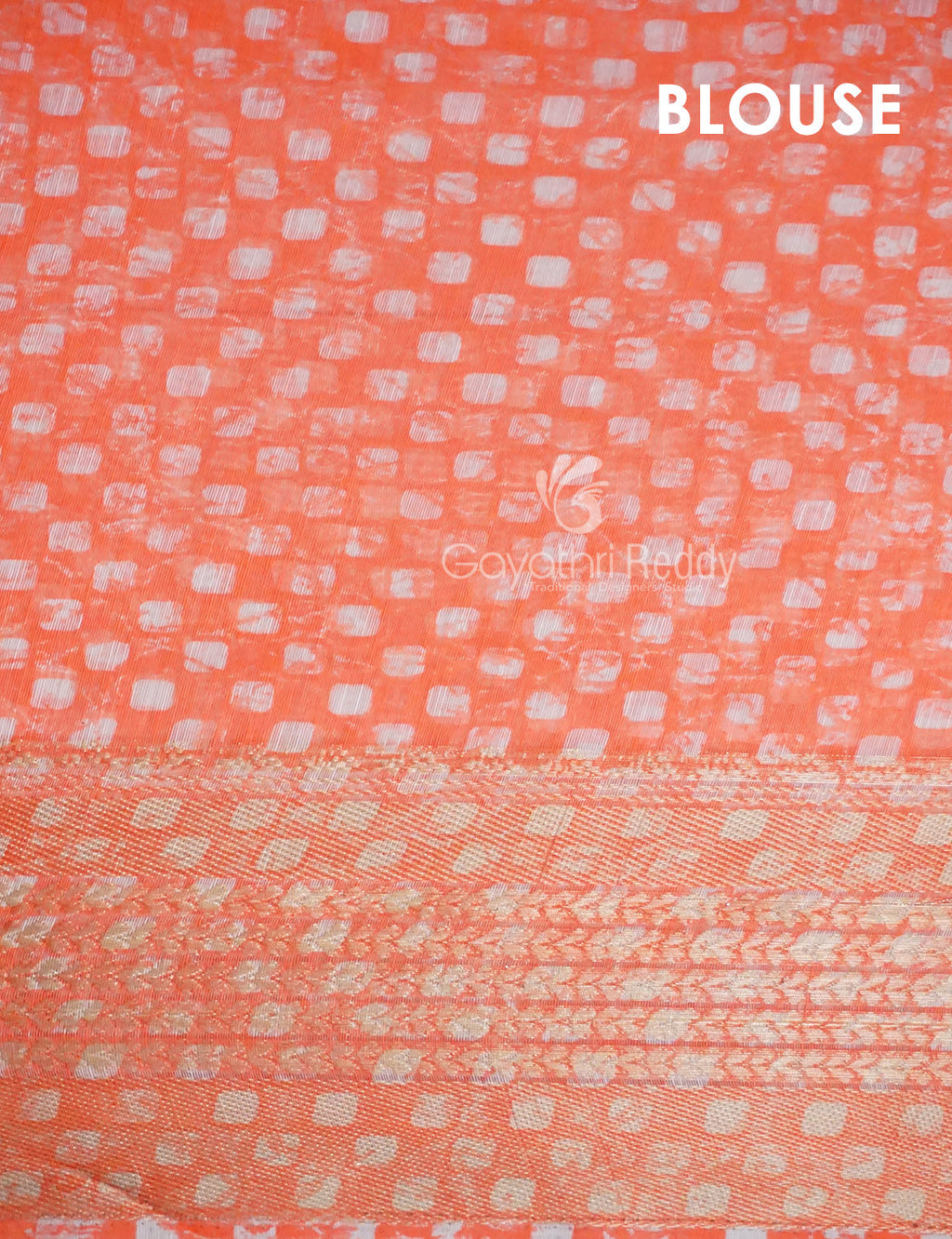 Vibrant Combination of Baby Peach and Orange with Floral Design Semi Chanderi Saree By Gayathri Reddy Designer Studio | Grocsy