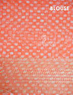 Vibrant Combination of Baby Peach and Orange with Floral Design Semi Chanderi Saree By Gayathri Reddy Designer Studio | Grocsy