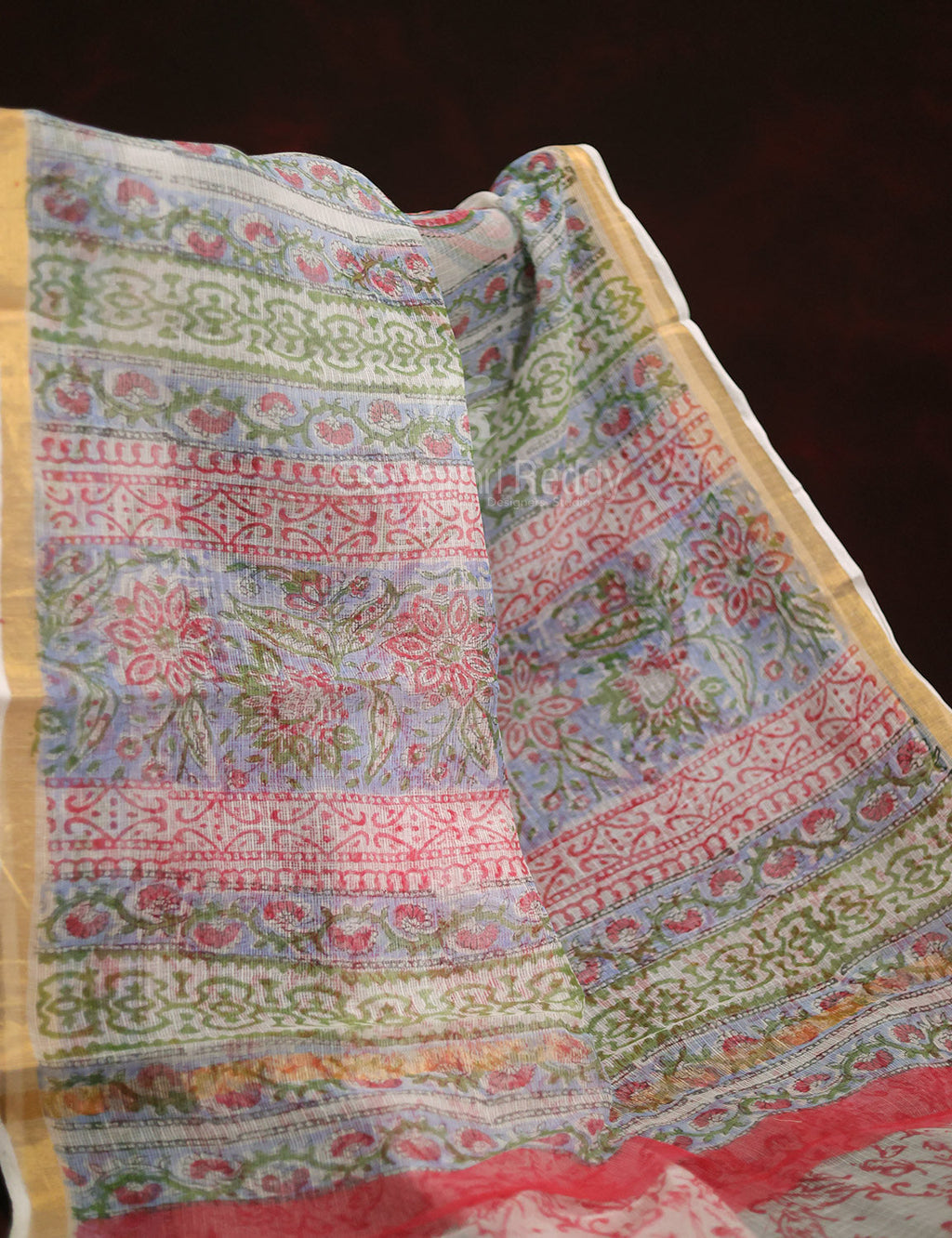 Off White Mango Block Design Pure Kota Cotton Saree By Gayathri Reddy Designer Studio | Grocsy