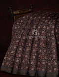 Dark Coffee Brown Colour Lotus Design Semi Chanderi Saree By Gayathri Reddy Designer Studio | Grocsy