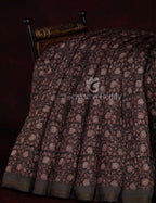 Dark Coffee Brown Colour Lotus Design Semi Chanderi Saree By Gayathri Reddy Designer Studio | Grocsy
