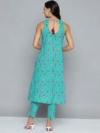 HERE&NOW Floral Printed Pure Cotton Kurta with Trousers | Grocsy