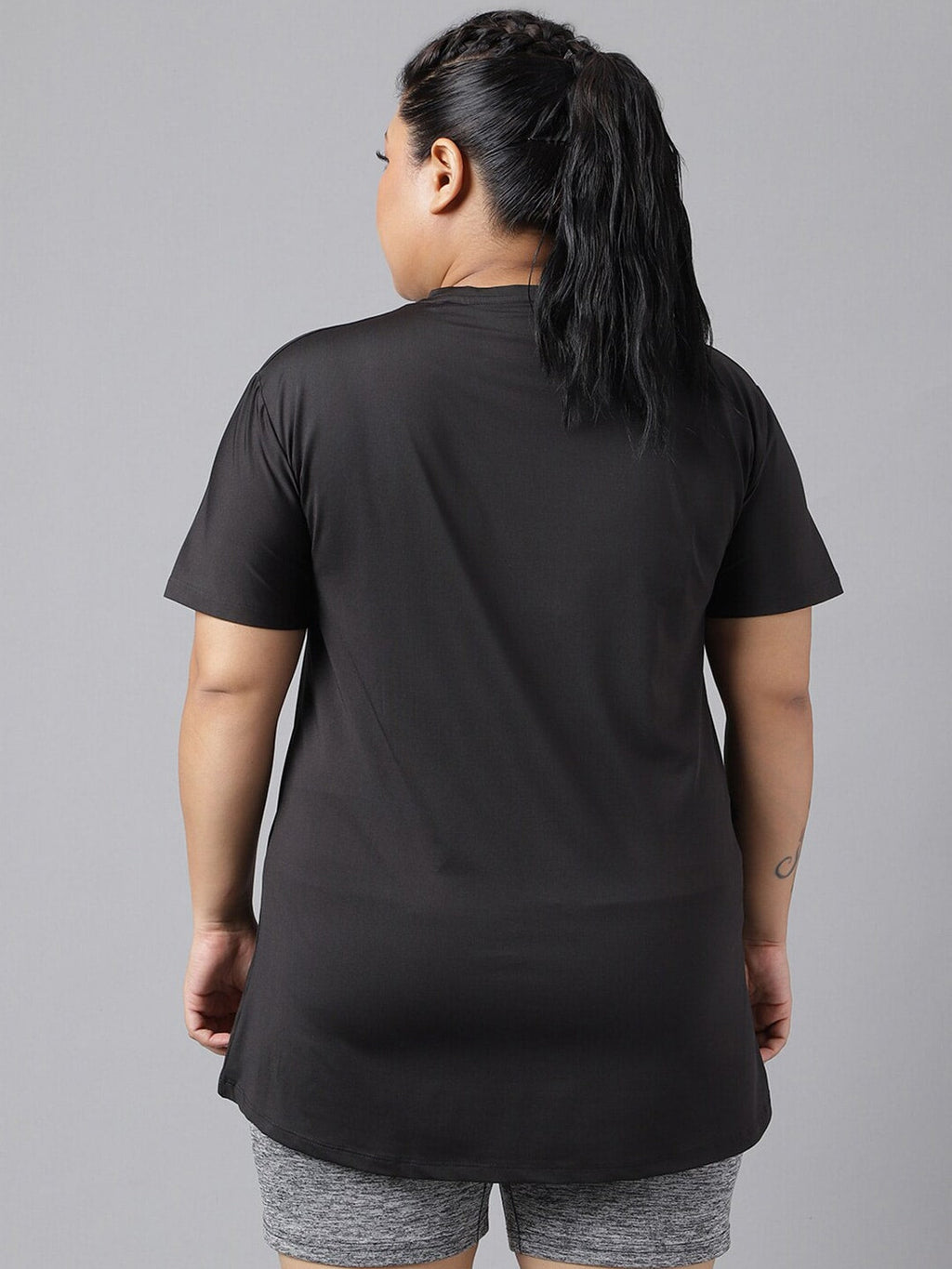 MKH Plus Size Typography Printed Dri-FIT Relaxed Fit Drop-Shoulder Sleeves Gym T-shirt | Grocsy
