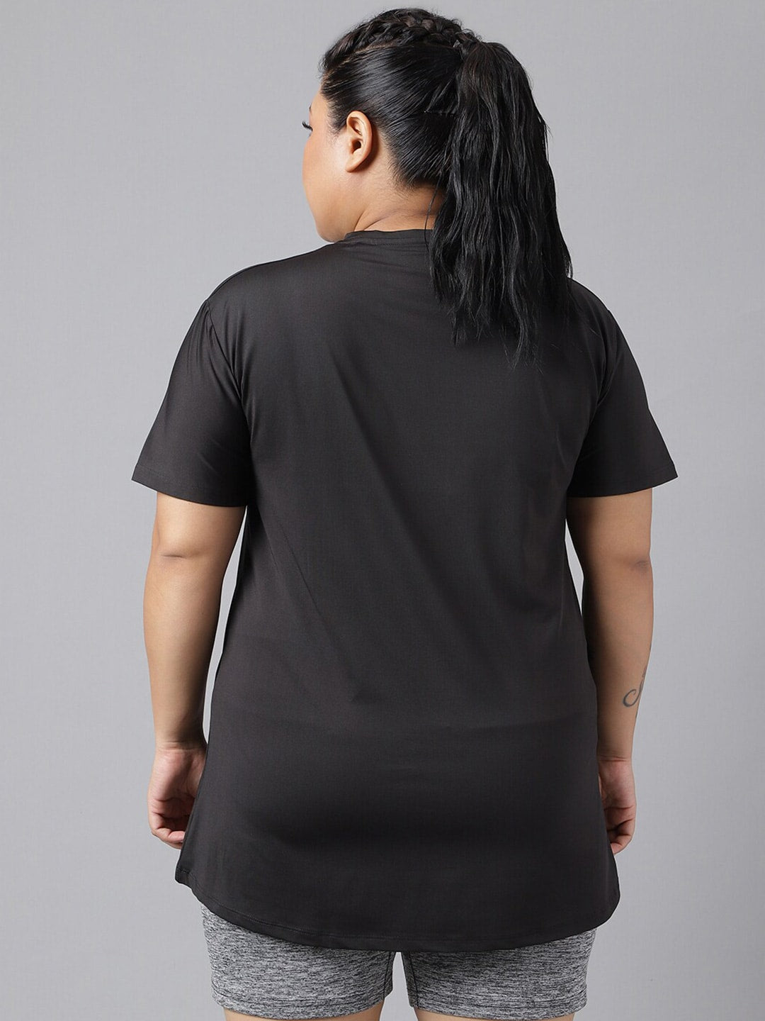 MKH Plus Size Typography Printed Dri-FIT Relaxed Fit Drop-Shoulder Sleeves Gym T-shirt | Grocsy