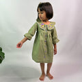 ArthLife Moss Green Embroidered Shirt Dress | Grocsy