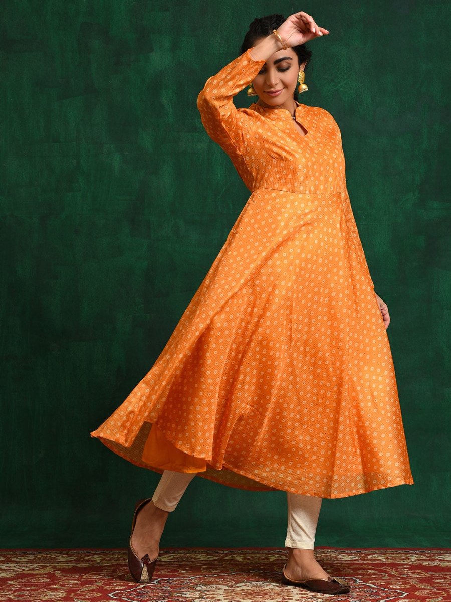 Aks Ethnic Motifs Keyhole Neck Flared Anarkali Kurta | Grocsy