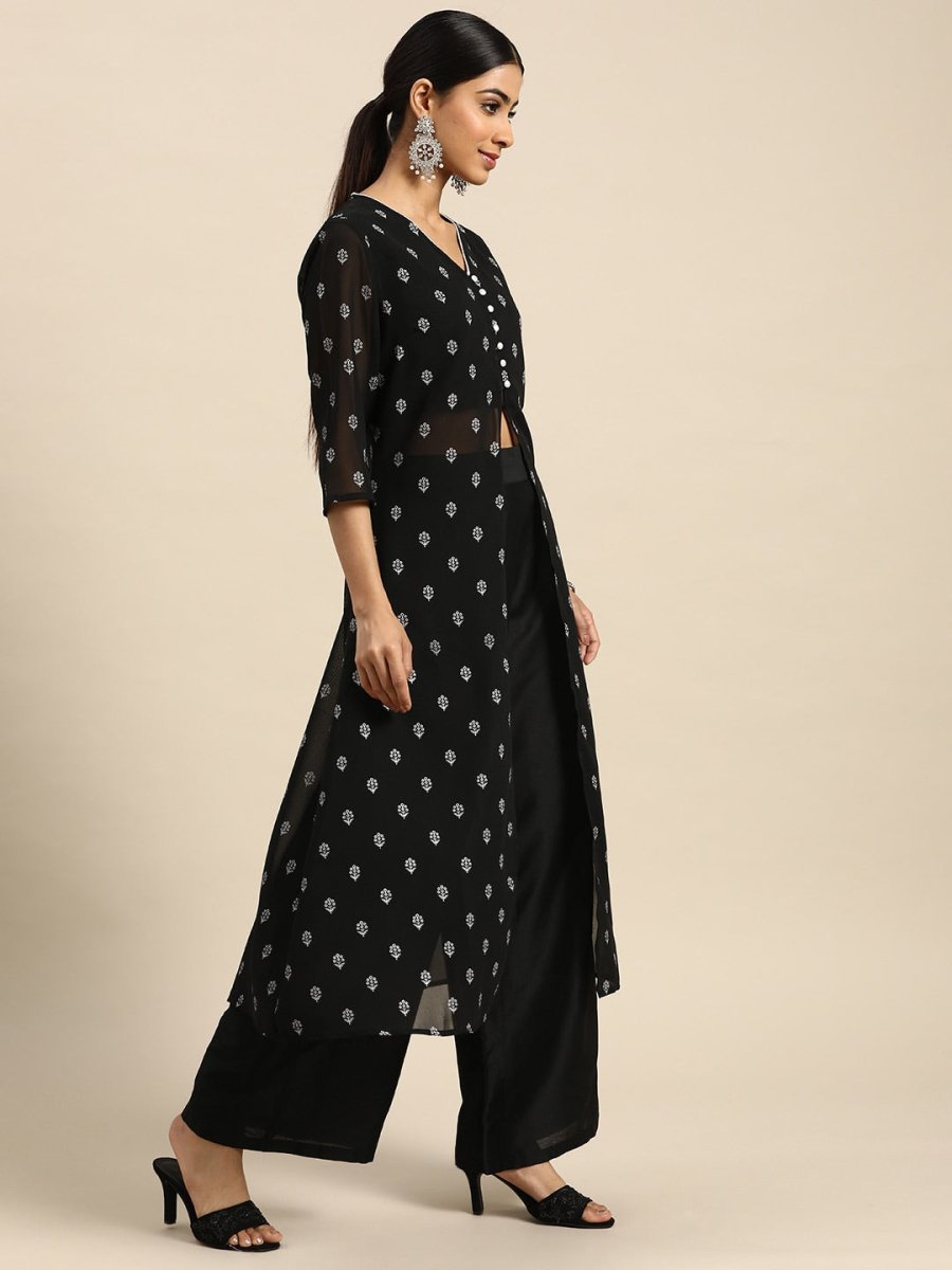 All About You Ethnic Motifs Print High-Slit Kurta with Palazzos | Grocsy