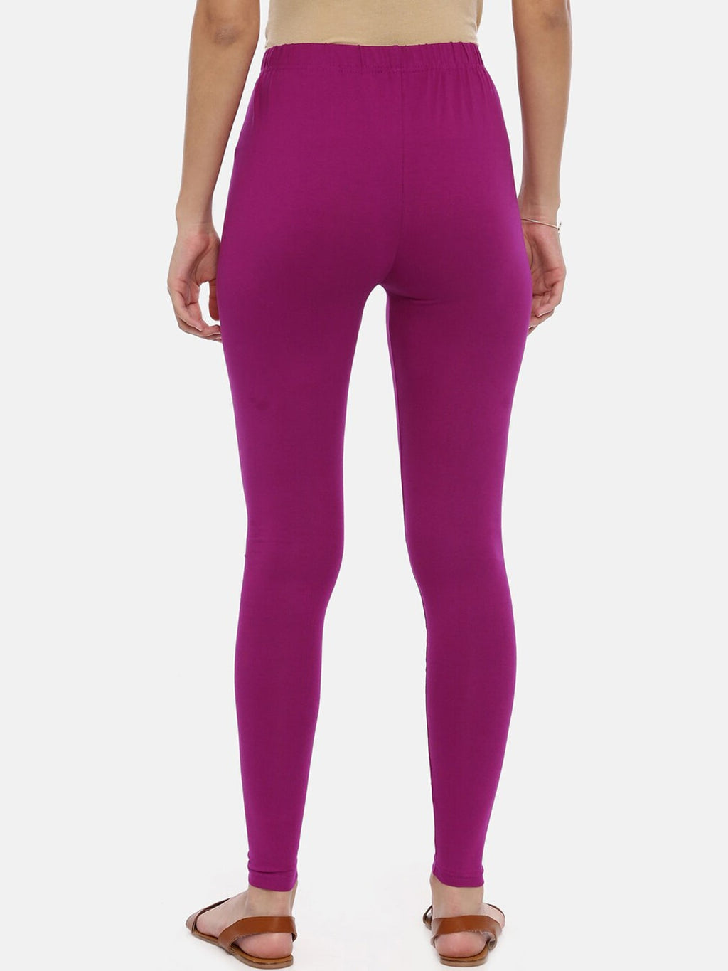 Souchii Purple Solid Slim-Fit Ankle-Length Leggings | Grocsy
