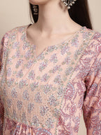 Sangria Printed & Embroidered Pure Cotton A-Line Kurta With Trouser & Dupatta | Grocsy