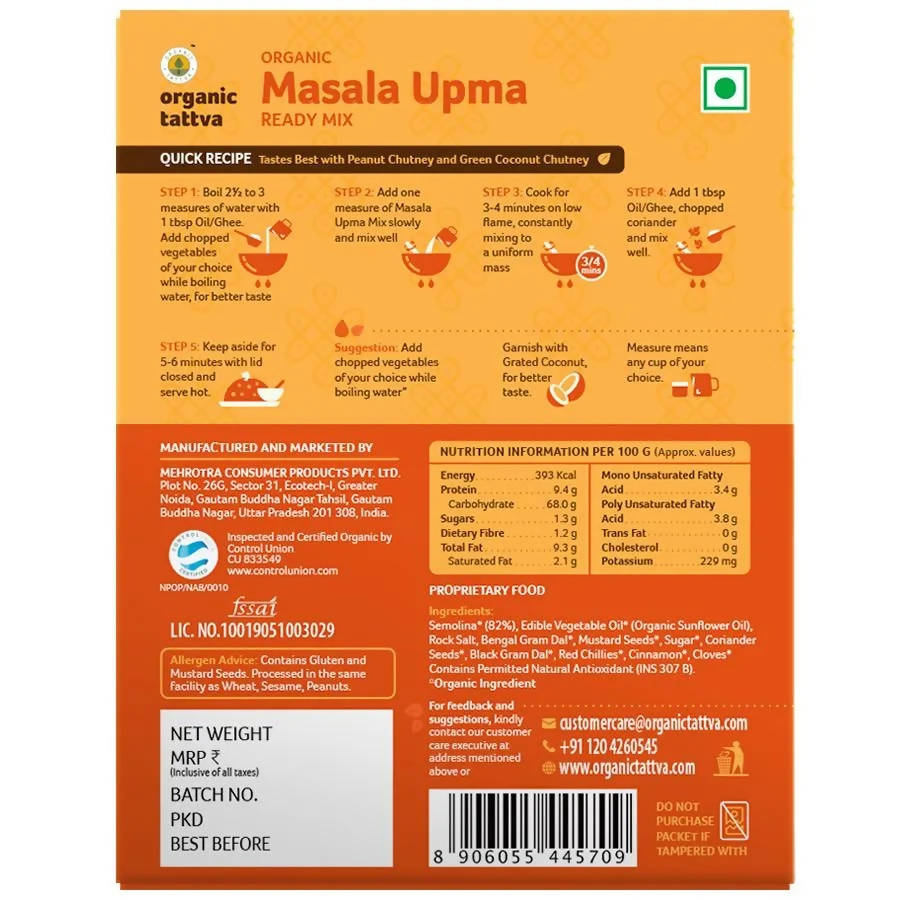 Organic Tattva Masala Upma Ready Mix