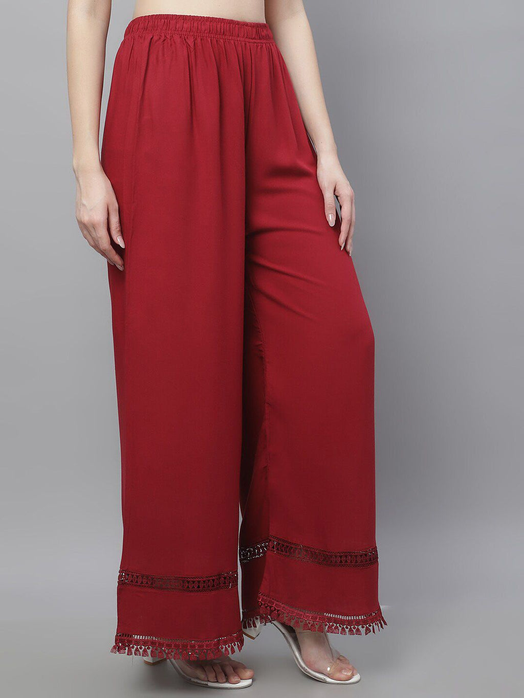 TAG 7 Women Hem Design Flared Ethnic Palazzos | Grocsy
