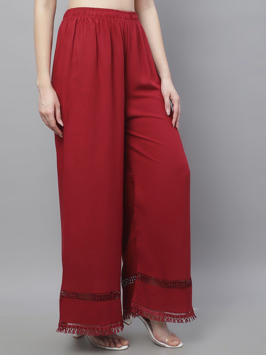 TAG 7 Women Hem Design Flared Ethnic Palazzos | Grocsy