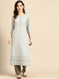 Sangria Embroidered Sequin Straight Kurta | Grocsy