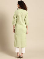 Sangria Women Green Floral Yoke Design Thread Work Pastels Kurta | Grocsy