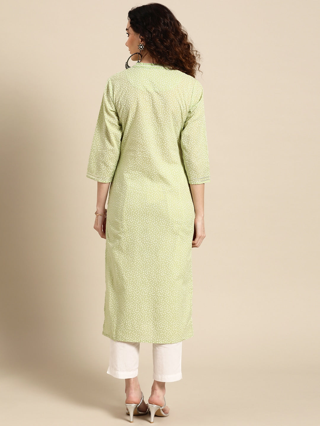 Sangria Women Green Floral Yoke Design Thread Work Pastels Kurta | Grocsy