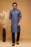 Raivat Ethnic Art Silk Digital Print Pintux Work Kurta Pajama In Blue Colour | Grocsy