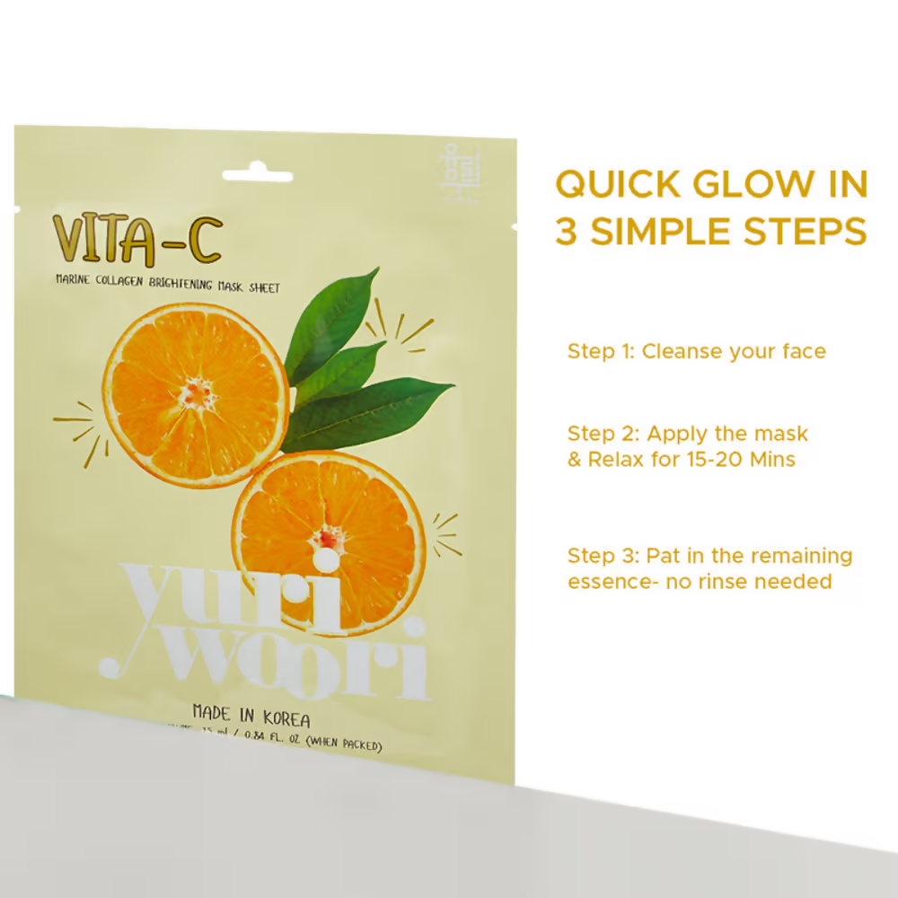 Yuri Woori Vita-C Marine Collagen Brightening Sheet Mask | Grocsy