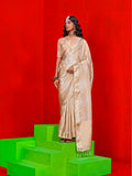 Monjolika Fashion Ivory Weaving Tissue Zari Classic Saree | Grocsy