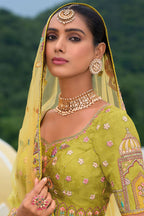 Monjolika Fashion Designer Silk Multi Color Bridal Wear Khatli Work Readymade Lehenga Choli | Grocsy