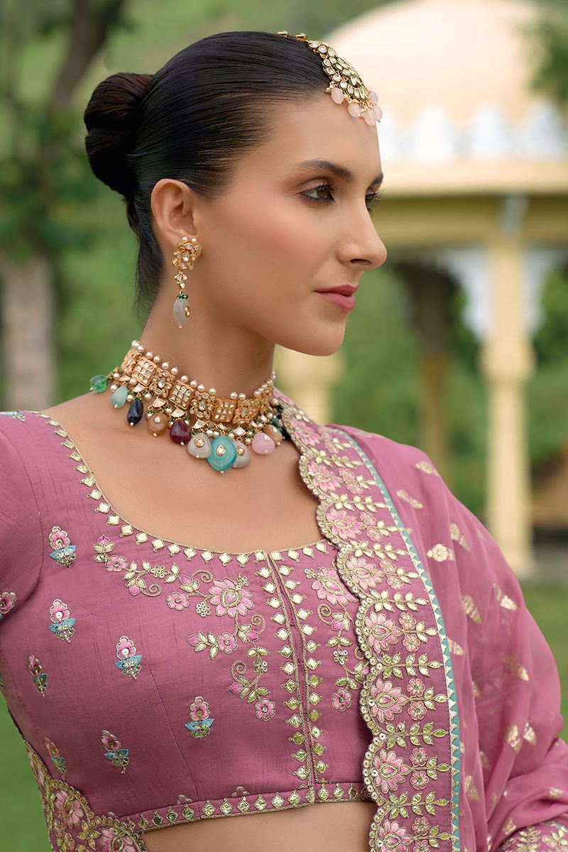 Monjolika Fashion Designer Silk Multi Color Bridal Wear Khatli Work Readymade Lehenga Choli | Grocsy