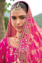 Monjolika Fashion Designer Silk Rani Pink Color Bridal Wear Khatli Work Readymade Lehenga Choli | Grocsy