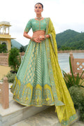 Monjolika Fashion Designer Silk Sea Green Color Bridal Wear Khatli Work Readymade Lehenga Choli | Grocsy