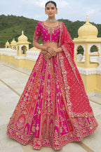 Monjolika Fashion Designer Silk Rani Pink Color Bridal Wear Khatli Work Readymade Lehenga Choli | Grocsy