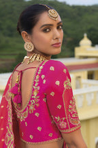 Monjolika Fashion Designer Silk Rani Pink Color Bridal Wear Khatli Work Readymade Lehenga Choli | Grocsy