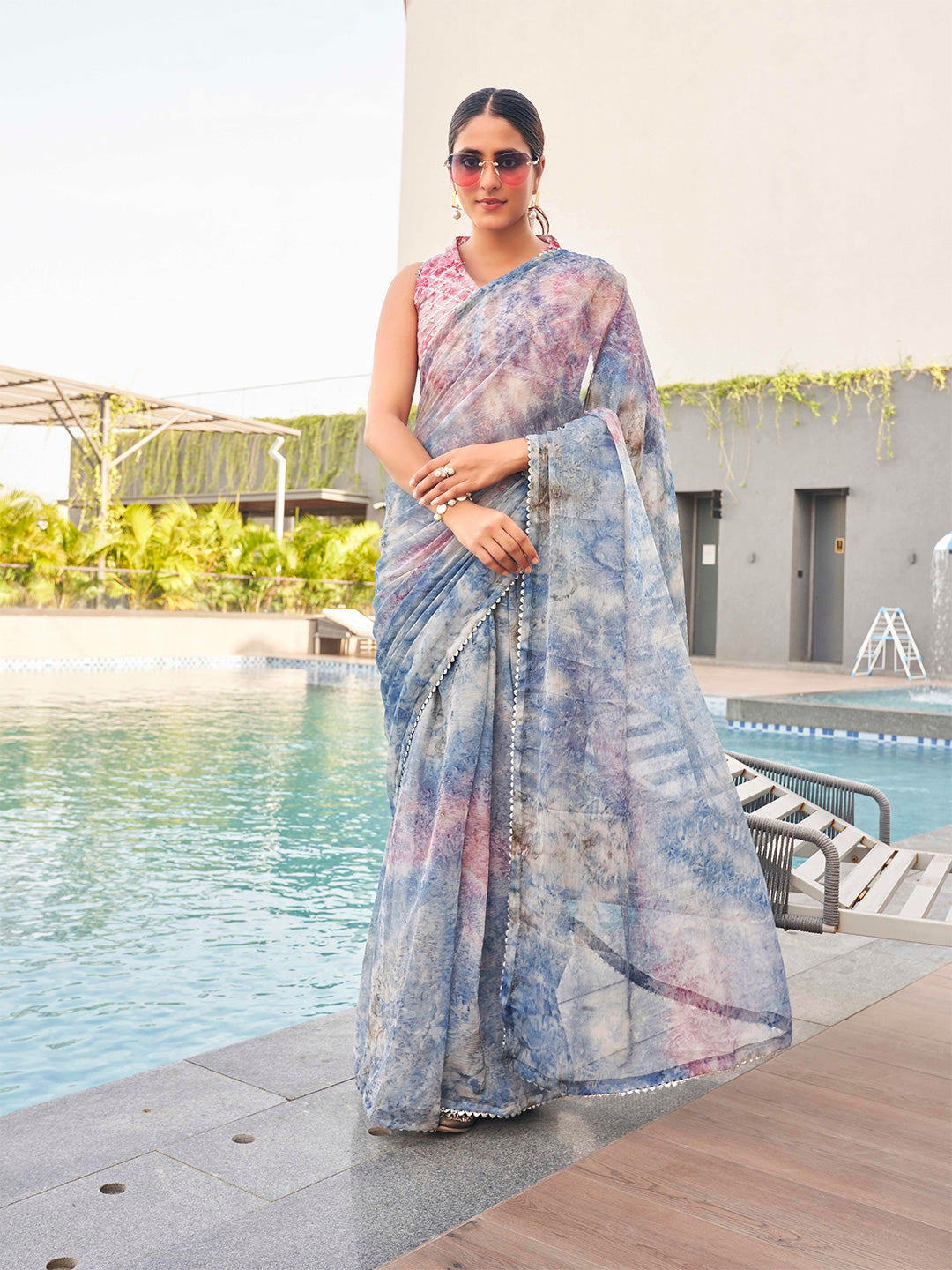Tikhi Imli Tie and Dye Gotta Patti Chiffon Saree | Grocsy