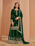 Monjolika Fashion Green Color Embroidered Santoon Georgette Salwar Suit | Grocsy