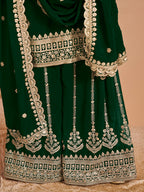 Monjolika Fashion Green Color Embroidered Santoon Georgette Salwar Suit | Grocsy
