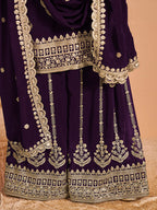 Monjolika Fashion Purple Color Embroidered Santoon Georgette Salwar Suit | Grocsy
