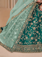 Monjolika Fashion Teal Embroidered Art Silk Designer Lehenga Choli | Grocsy