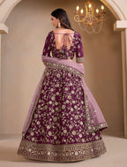 Monjolika Fashion Wine Embroidered Art Silk Designer Lehenga Choli | Grocsy
