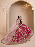 Monjolika Fashion Magenta Embroidered Art Silk Designer Lehenga Choli | Grocsy