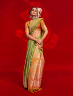 Monjolika Fashion Green Color Weaving Silk Traditional Saree For Classic Look | Grocsy
