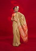 Monjolika Fashion Beige Color Weaving Silk Traditional Saree For Classic Look | Grocsy