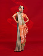Monjolika Fashion Gray Color Weaving Silk Traditional Saree For Classic Look | Grocsy