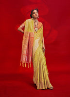 Monjolika Fashion Mustard Color Weaving Silk Traditional Saree For Classic Look | Grocsy