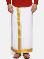 Sethukrishna Men White Solid Double Layer Readymade Dhoti | Grocsy