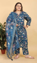 Monjolika Fashion Blue Premium Lichi Viscose Hand Work Classic Salwar Suit | Grocsy