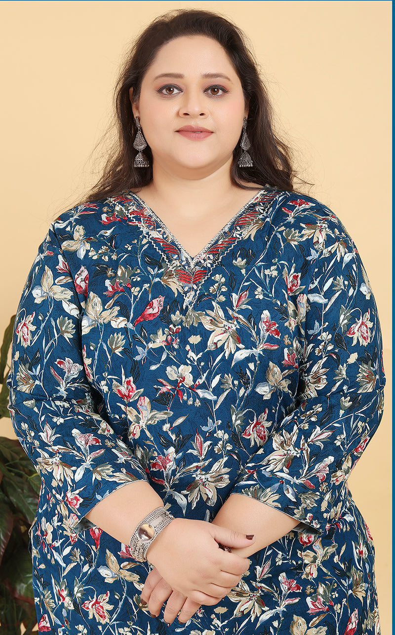 Monjolika Fashion Blue Premium Lichi Viscose Hand Work Classic Salwar Suit | Grocsy