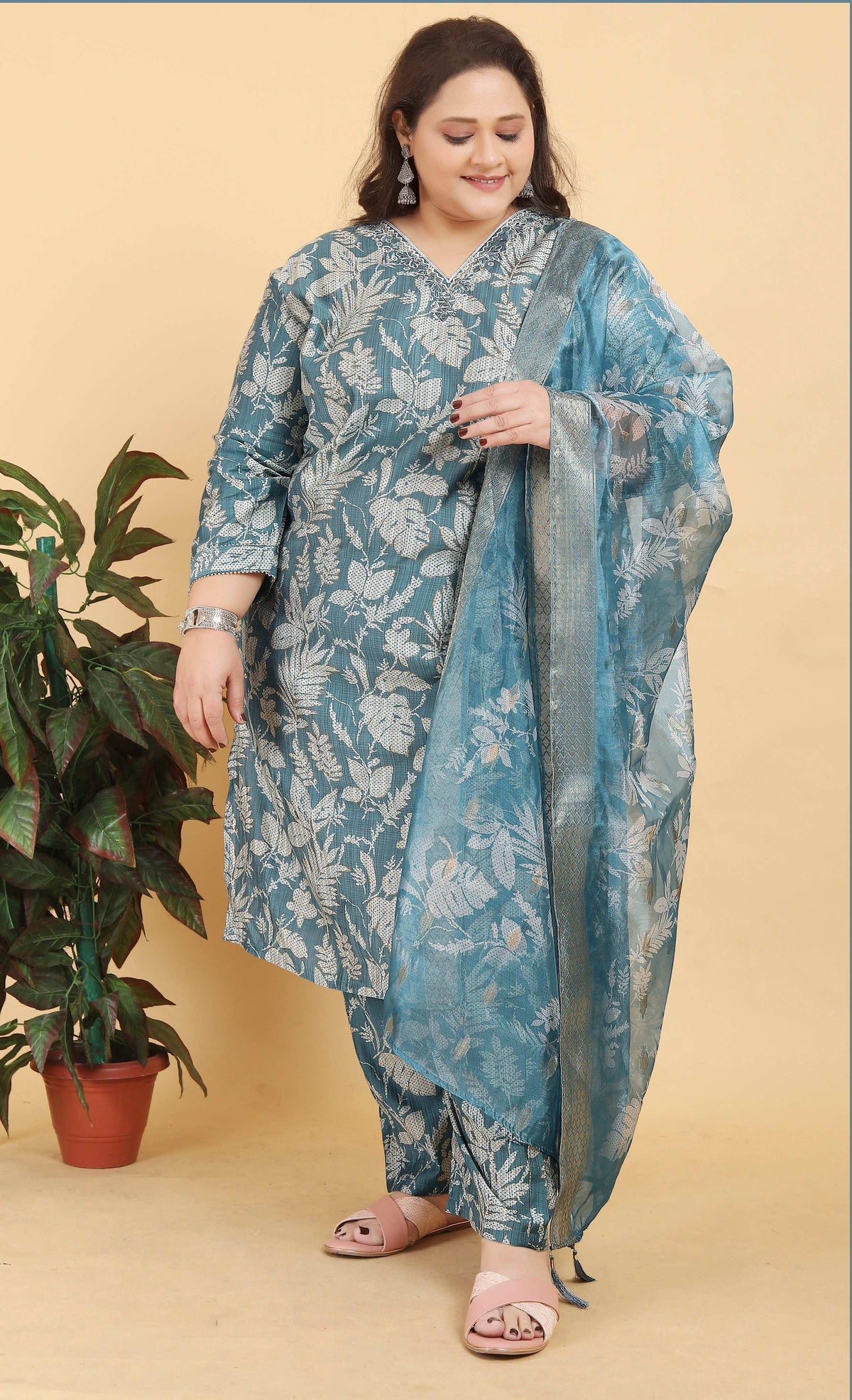Monjolika Fashion Grey Premium Lichi Viscose Hand Work Classic Salwar Suit | Grocsy