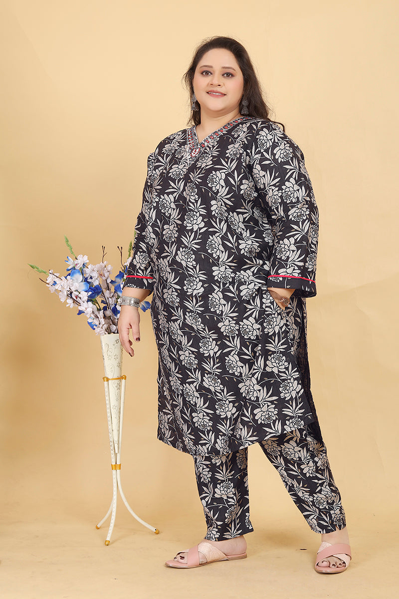 Monjolika Fashion Black Lichi Viscose Hand Work Classic Salwar Suit | Grocsy